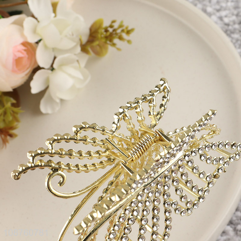 Hot selling rhinestone butterfly alloy hair claw clip hair accessories