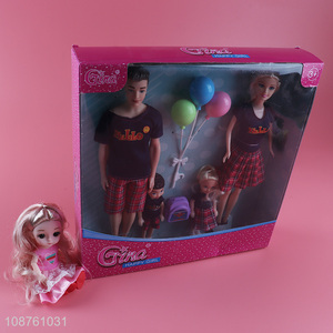 Online wholesale family doll set of 3 people with mom dad & kid