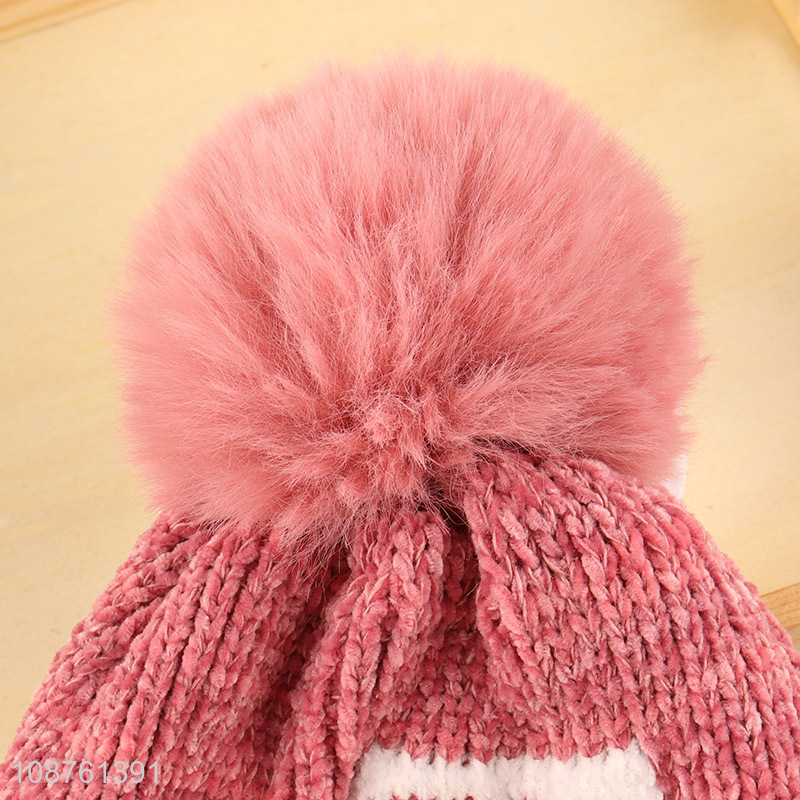 Online wholesale winter fleece lined beanies pom pom cuffed beanie