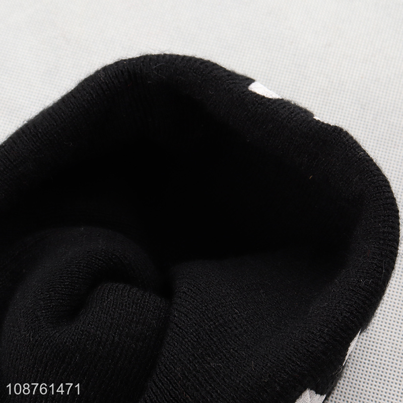 Hot selling winter embroidered beanie hat cuffed skull cap for adults