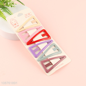 Top products candy color triangle hollow girls hairpin set