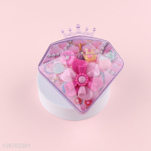 Wholesale cute plastic ring and hairpin set with diamond case for girls