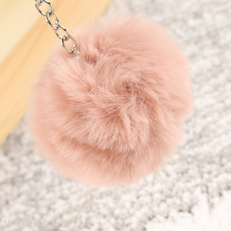 Factory supply fluffy pom pom key chain faux rabbit fur keyring