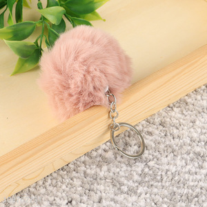 Factory supply fluffy pom pom <em>key</em> <em>chain</em> faux rabbit fur keyring