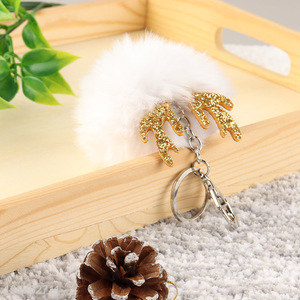 New product cute Christmas pompom <em>key</em> <em>chain</em> faux fur ball keyring