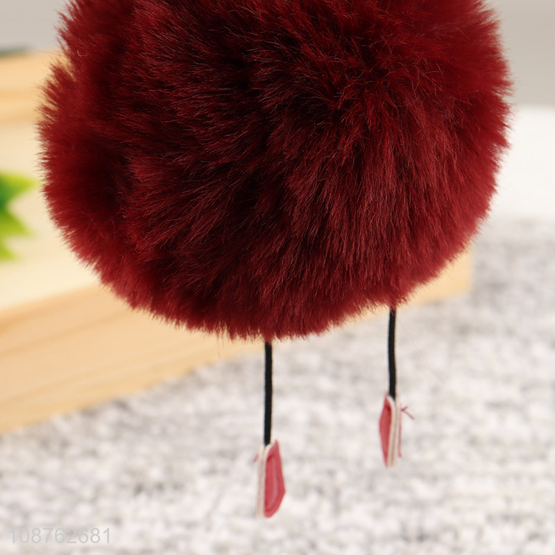 Hot selling soft fluffy Christmas pompom key chain Christmas gift