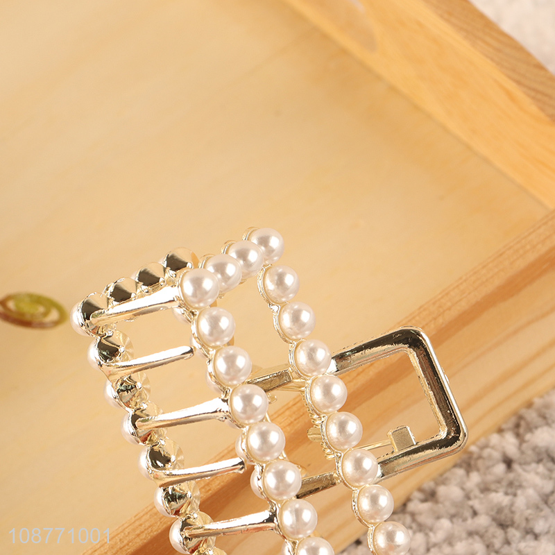 Good quality stylish metal pearl hair claw clips