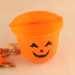 Factory supply portable plastic <em>Halloween</em> pumpkin bucket