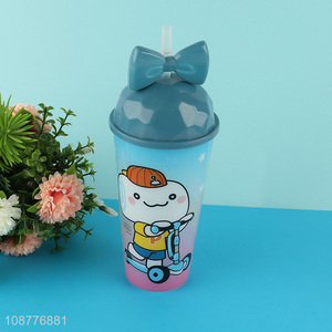 Hot selling plastic water bottle with straw for kids