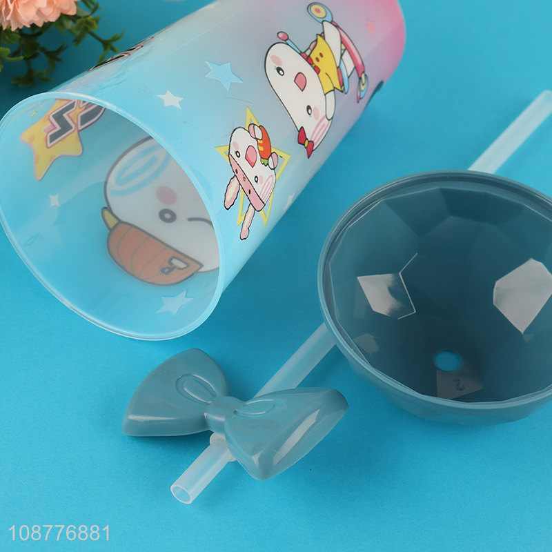 Hot selling plastic water bottle with straw for kids