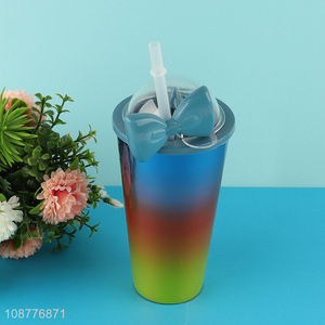 New product colorful plastic water bottle with straw