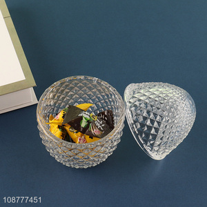 Online wholesale transparent glass candy jar with lid