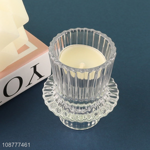 Factory price double sided glass candlestick holder