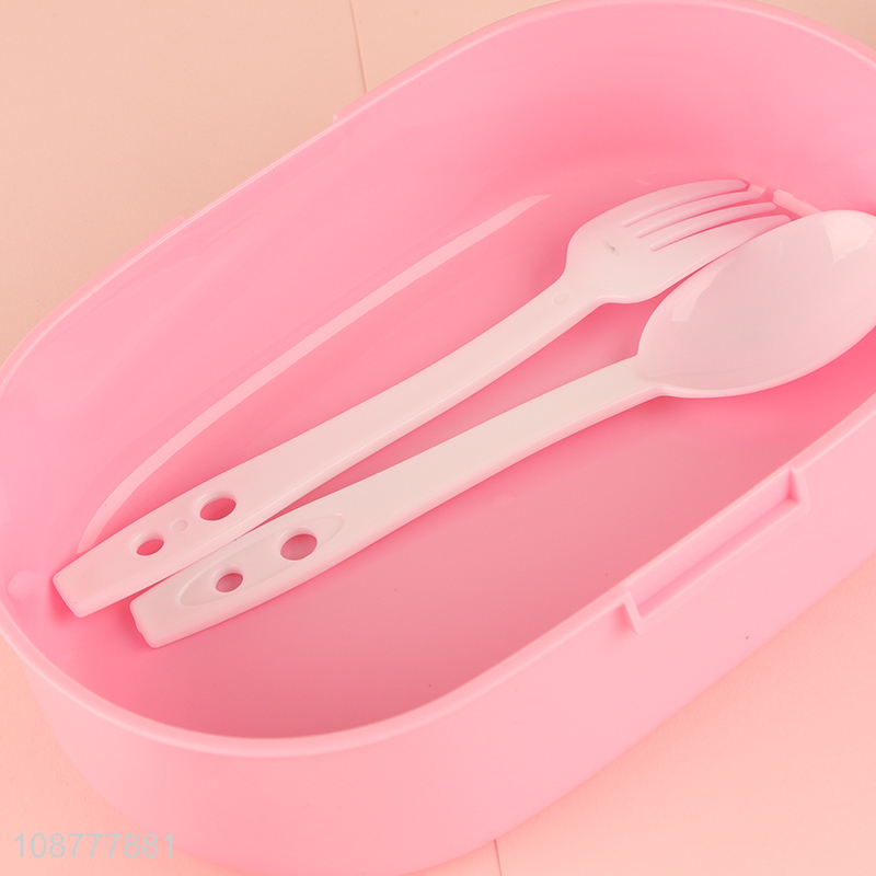 Wholesale cute plastic lunch box with spoon & fork