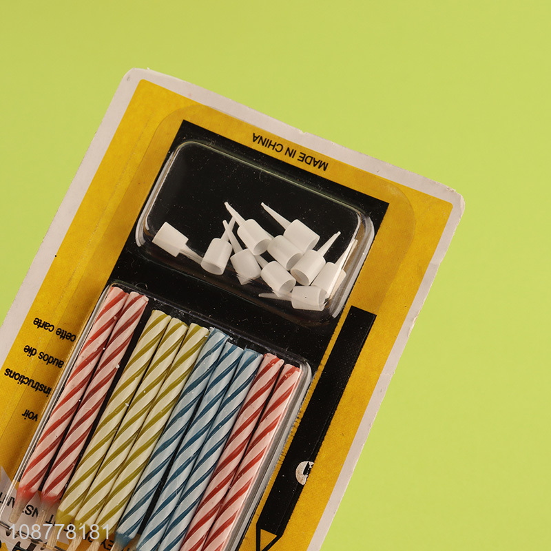 Factory supply 10pcs striped birthday candles