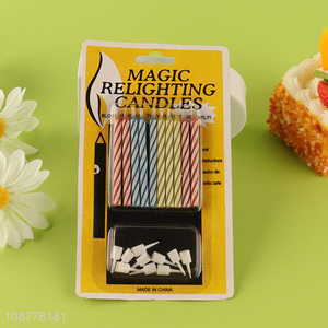 Factory supply 10pcs striped birthday candles