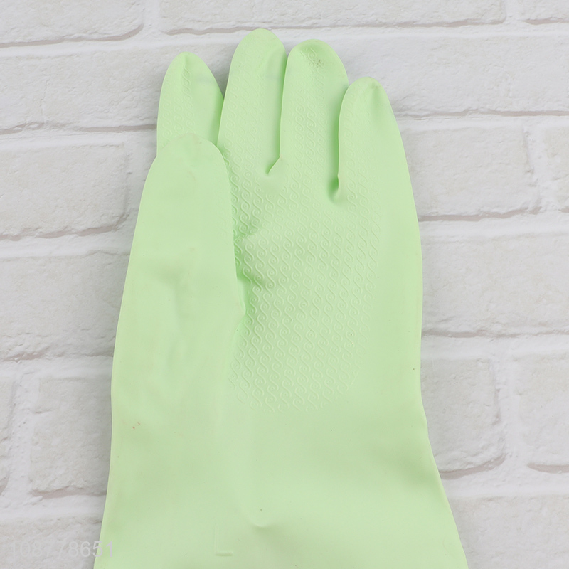 Low price green household gloves cleaning gloves