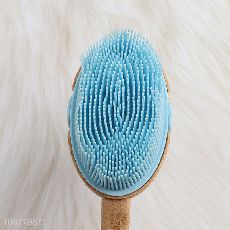 Good selling wooden handle silicone bath massage brush