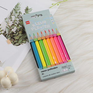 Wholesale 8pcs pre-sharpened fluorescent colored pencils