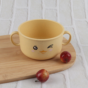 Wholesale wheat straw <em>bowl</em> with double handles for kids