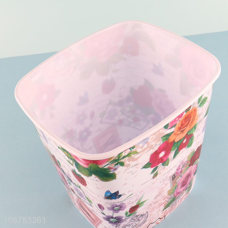 Top sale flower printed home waste bin