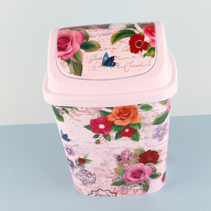 Top sale flower printed home waste bin