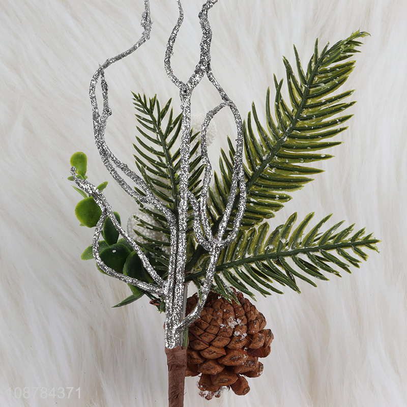 New product artificial Christmas pine picks with pinecones