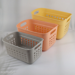 Custom logo multi-purpose hollow plastic <em>storage</em> <em>basket</em>