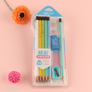 Factory supply HB pencils set with eraser and pencil sharpener