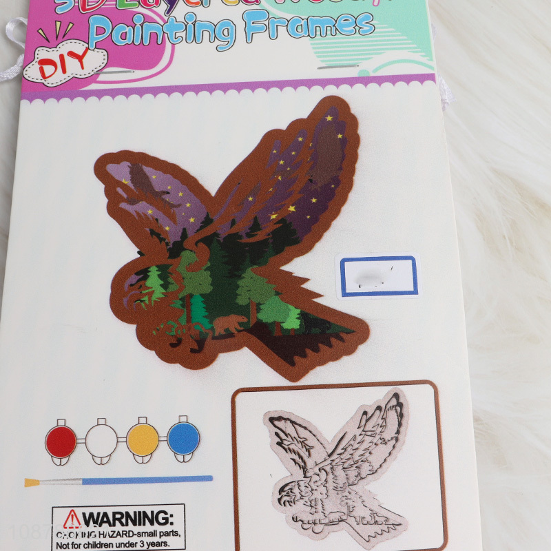 New Arrival 3D Cutting Wooden Eagle Craft Painting Kit For Kids