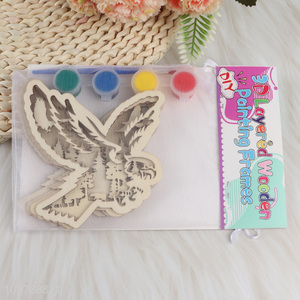 New Arrival 3D Cutting Wooden Eagle Craft Painting Kit For Kids