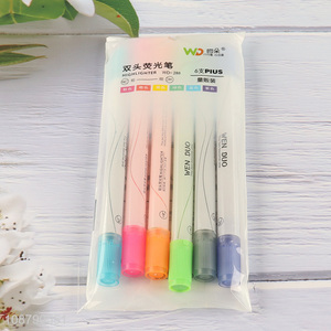 Factory price 6pcs double-ended highlighter for <em>stationery</em>