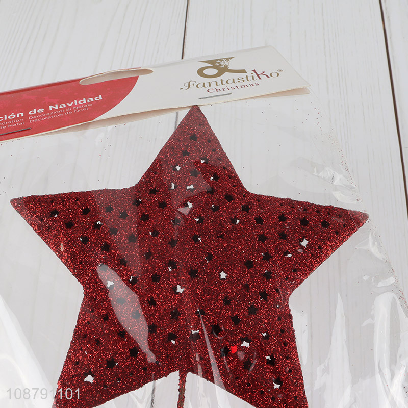 Factory price Christmas star tree topper glitter treetop star