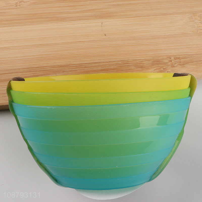 New product 3pcs plastic bowls colorful reusable bowls