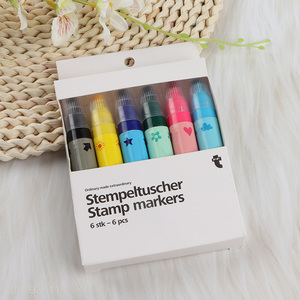 New arrival 6pcs stamp <em>watercolor</em> pens markers for kids