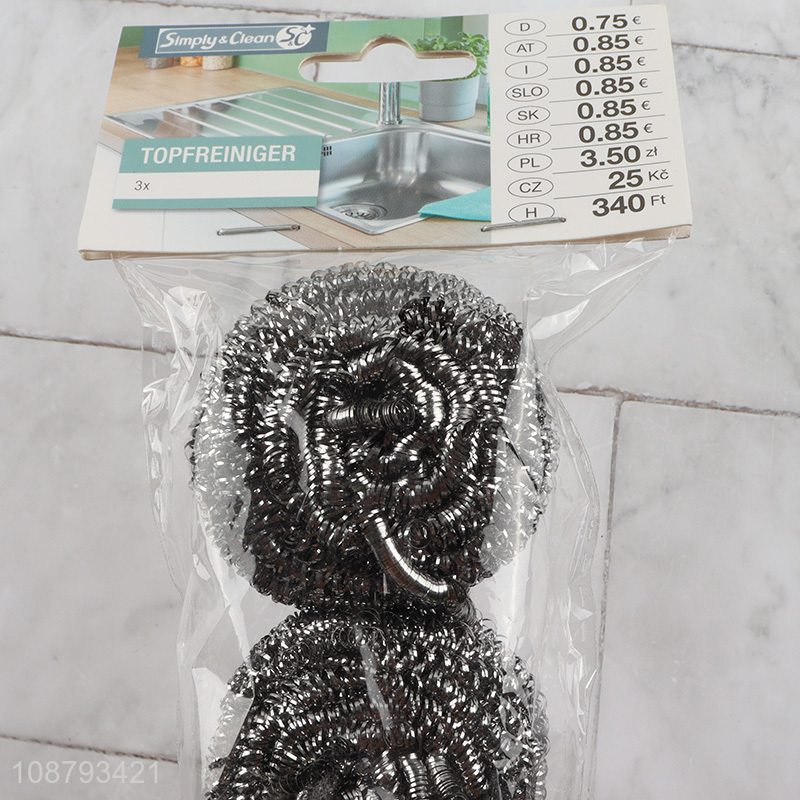 Factory price 3pcs stainless steel wool scrubbers kitchen scourers