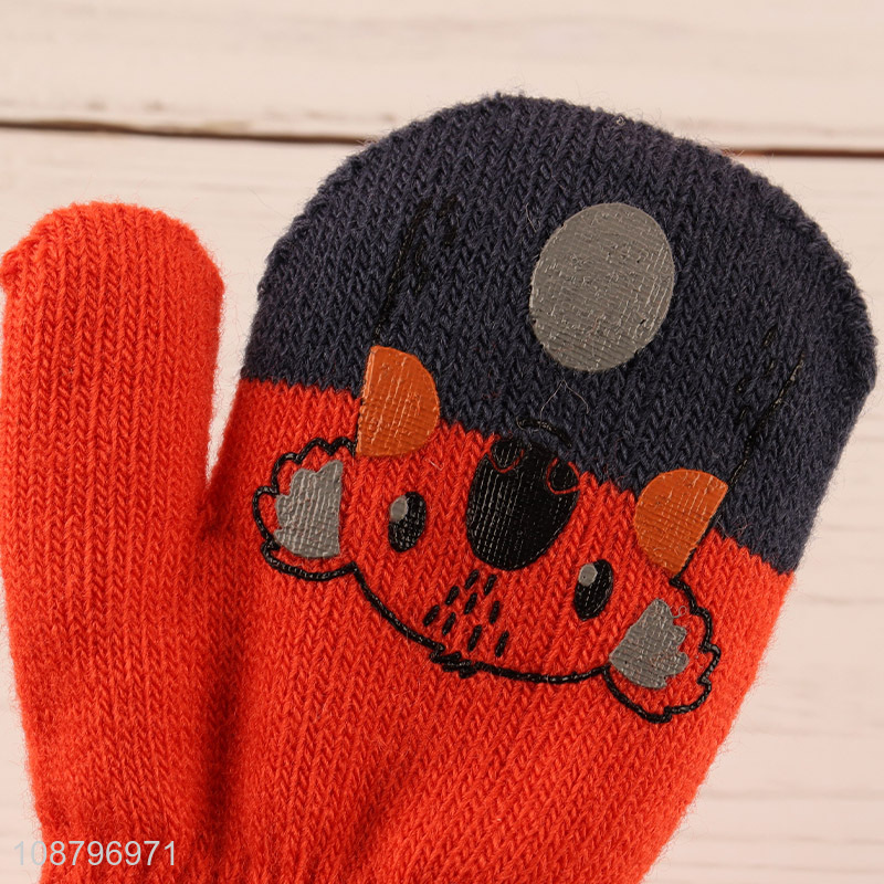 Factory price cartoon kids winter mitten hanging neck gloves