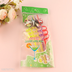 Good quality 4pcs cartoon plastic drinking straw