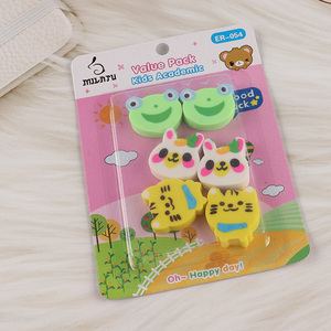 Good quality cartoon 6pcs students <em>eraser</em> set