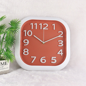 High quality square silent analog plastic wall clock for kitchen