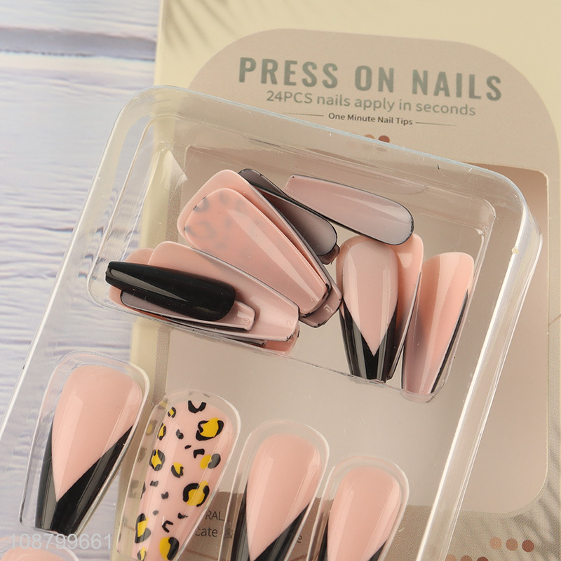 Good quality 24pcs press on nails kit for women girls