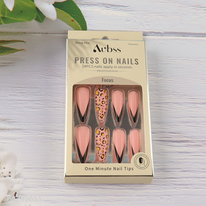 Hot selling 24pcs press on false nails with nail <em>glue</em>