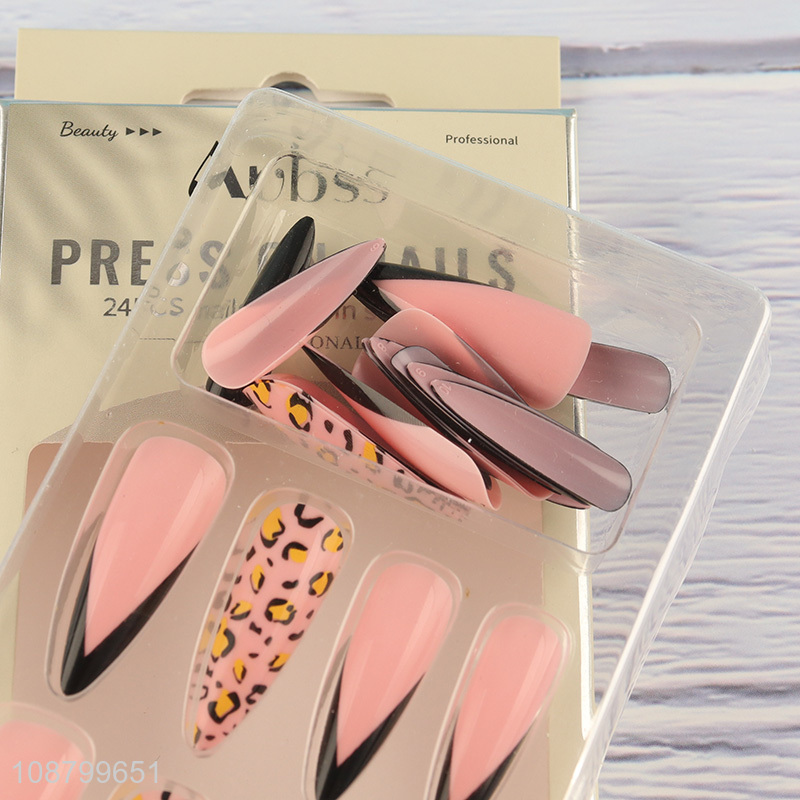 Hot selling 24pcs press on false nails with nail glue