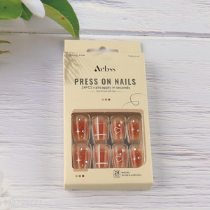 High quality 24pcs press on false nails with nail glue