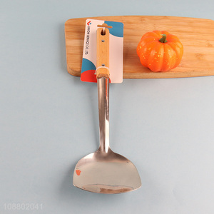 New arrival wooden handle stainless steel wok spatula