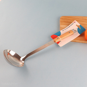 Hot sale stainless steel soup ladle with wooden handle