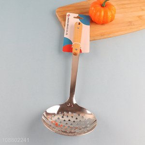 China imports <em>wood</em> handle stainless steel slotted ladle