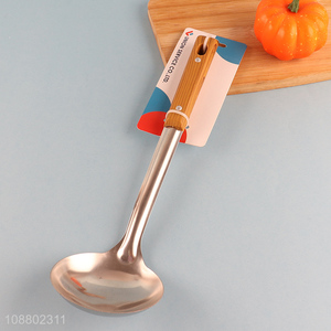 Wholesale imitation <em>wood</em> grain handle stainless steel soup ladle