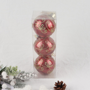 Top quality 3pcs red xmas tree decoration christmas ball