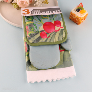 China product 3pcs oven mitt pot holder and dish <em>towel</em> set